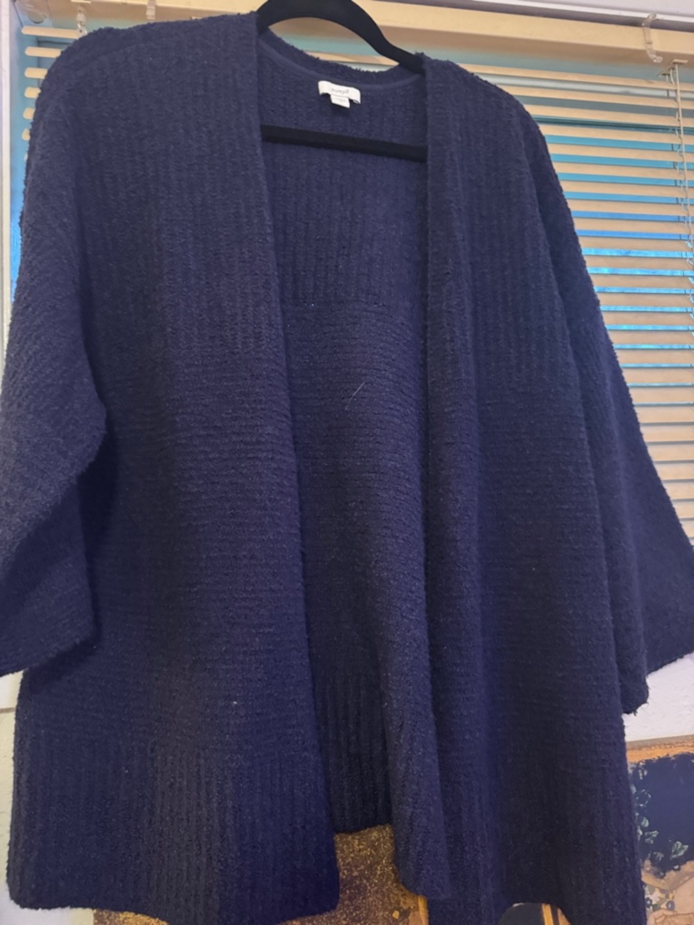 Purejill Open-Front Navy Blue Women's Sweater Cardigan